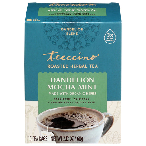 Teeccino Chicory Tea Dandelion Mocha Mint x 10 Tea Bags