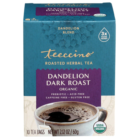 Teeccino Chicory Tea Dandelion Dark Roast x 10 Tea Bags