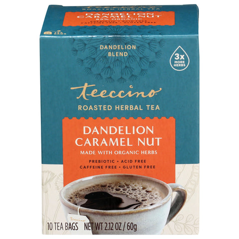 Teeccino Chicory Tea Dandelion Caramel Nut x 10 Tea Bags