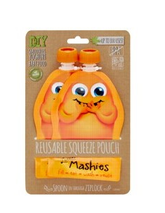 Little Mashies Reuseable Food Pouches Reusable Squeeze Pouch Pack of 2 - Orange 2x130ml