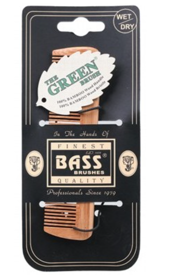 BASS BRUSHES Bamboo Wood Tortoise Comb Pocket Size - Fine Tooth