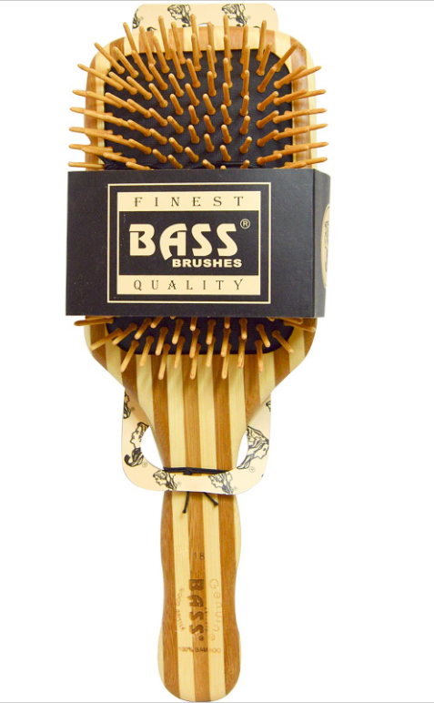 BASS BRUSHES Bamboo Wood Hair Brush Large Square Paddle