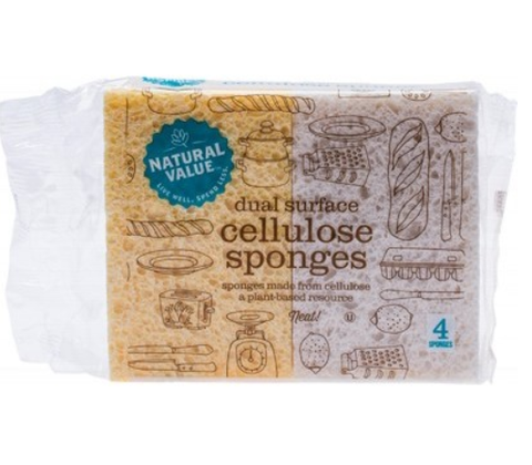 Natural Value Dual Surface Cellulose Sponges 4 Pack