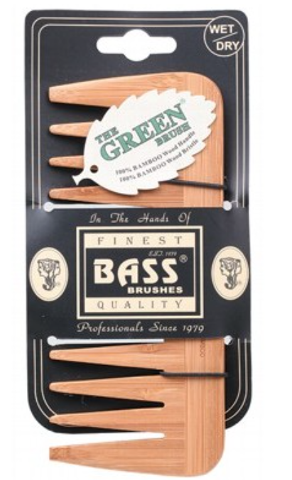 BASS BRUSHES Bamboo Wood Tortoise Comb Medium - Wide Tooth