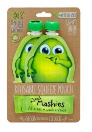 Little Mashies Reuseable Food Pouches Reusable Squeeze Pouch Pack of 2 - Green 2x130ml
