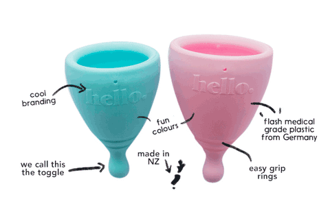 The Hello Cup Menstrual Cup Double Box Lilac+Blue XS + S/M 2