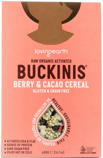 Loving Earth Raw Organic Buckinis  Berry & Cacao Cereal 400g