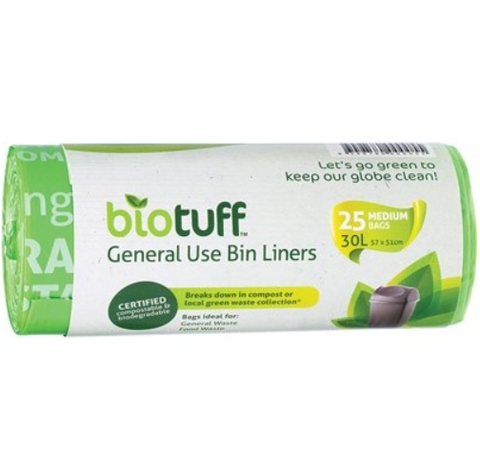 Biotuff General Use Bin Liners Medium 30L Bags x25