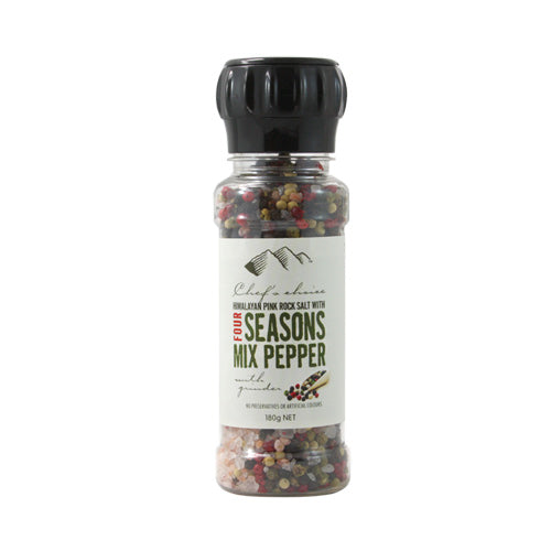 Chef's Choice Himalayan Pink Rock Salt With Four Seasons Mix Pepper 180g