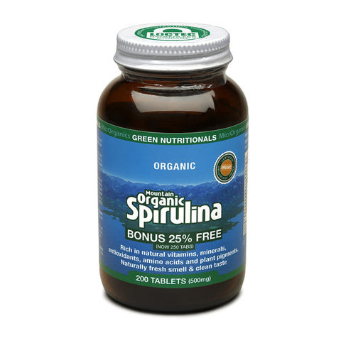 Green Nutritionals Mountain Organic Spirulina Tablets (500mg) - 200 Tabs