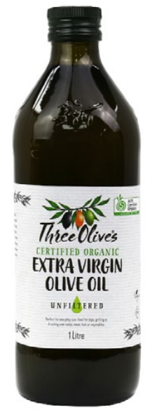 Three Olives Certified Organic Extra Virgin Olive Oil 1L