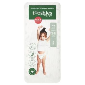 TOOSHIES BY TOM Nappies With Organic Bamboo Size 5 Walker - 13-18kg 2x32